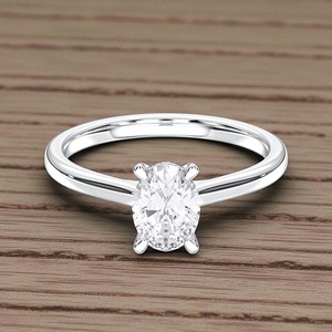Juego de puntas de diamantes de forma ovalada y redonda de moissanita de 1,10 quilates, anillo de compromiso solitario de quilates en oro sólido de 10K,14K,18K para ella - Product Image 3