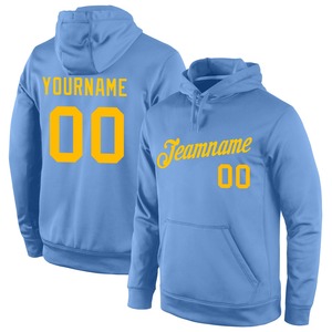 เสื้อกีฬาสวมหัวมีฮู้ดเย็บสีฟ้าอ่อนสีทอง - Product Image 1