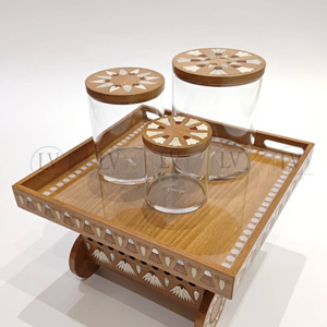 Nuevo diseño de bandeja de chocolate de madera estilo árabe Eid Mubarak caja de regalo carrito de servicio al por mayor de Vietnam de alta calidad - Product Image 1