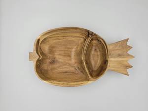 Cuenco de madera de acacia en forma de piña Biodegradable ecológico dividido en 2 compartimentos Clásico 35x20x5cm Hecho a mano en Vietnam - Product Image 5
