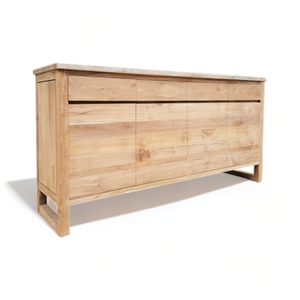 Gabinete de buffet de madera de teca maciza de lujo contemporáneo, aparador de cocina, inodoro de almacenamiento para comedor y salón, muebles de sala de estar - Product Image 2