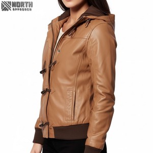 Vestes surdimensionnées pour femmes en cuir véritable Vestes pour femmes de haute qualité Vente en gros Mode veste en cuir de mouton Logo personnalisé - Product Image 3