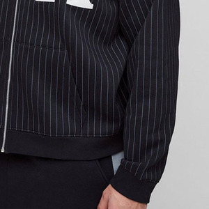 Bán Buôn Bông Pha Trộn Quá Khổ Boxy <span class=keywords><strong>Zip</strong></span> <span class=keywords><strong>Thru</strong></span> La Đính Sọc Áo Tùy Chỉnh Người Đàn Ông Của Hoodies Dây Kéo Áo Thời Trang Phố - Product Image 5