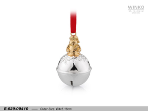 Winko XMAS BELL เครื่องประดับตกแต่งคริสต์มาสแบบแขวน, เครื่องประดับทรงกลมสีเงินพร้อมเสียงเขย่า, พร้อมหัวซานตาคลอสสีทอง, พร้อมสีแดงขนาด 2 นิ้ว - Product Image 1