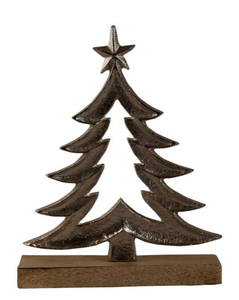 Arbre de Noël en aluminium moulé le plus vendu argent fini sur une base en bois nouvelle collection de Noël au prix de gros - Product Image 4