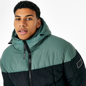 Chaqueta acolchada larga ligera de OEM para hombre, cuello levantado, bolsillo decorado con capucha, material de tela fina de invierno recubierto, nueva condición - Product Image 5