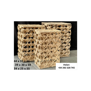 Elegante caja de cesta de almacenamiento de jacinto de agua tejida a mano de estilo Vintage, artesanía hecha a mano ecológica de Vietnam - Product Image 4