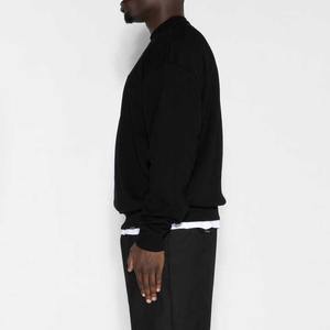 Sudadera de hombre 100% algodón de alta calidad pulóver cuello redondo sudadera logotipo personalizado hombro caído Casual Streetwear sudaderas con capucha - Product Image 4