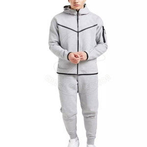 Ropa de calle Nuevo diseño Chándales de gran tamaño para hombre con diseño personalizado Sudaderas con cremallera Trajes Conjunto de dos piezas - Product Image 2
