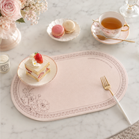 Set de table ovale moderne en cuir imperméable de 3 mm d'épaisseur, résistant à l'huile, pour la maison, les restaurants et les cafés