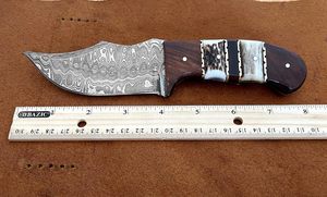 Cuchillo de Caza de Acero de Damasco de Hoja Fija de Calidad Premium con Funda de Cuero Sólido, Compatible con OEM, Garantía de 3 Años para Camping al Aire Libre - Product Image 2