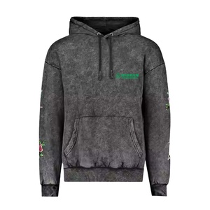 Sweat à capuche de haute qualité 100% coton lavé à l'acide Streetwear pull de lavage sweat à capuche vintage lavé à la pierre avec logo sérigraphié - Product Image 5