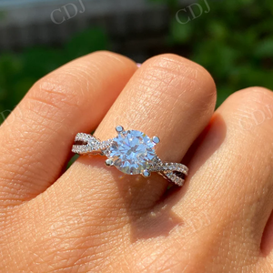 Anillo de compromiso y boda único de media eternidad con certificación GRA de diamante Moissanite redondo para mujer a precio de mayorista - Product Image 1