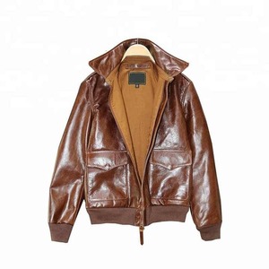 บอมเบอร์แจ็คเก็ตหนังวัวแท้สำหรับผู้ชาย, แจ็คเก็ตหนังวัวแท้คอตั้ง - Product Image 1