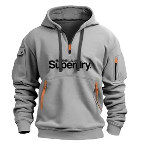 Mode printemps et automne nouvelle marque de vêtements pour hommes à capuche multi-poches fermeture éclair lâche décontracté taille européenne pull à capuche - Product Image 3