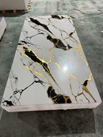 Panneau mural en PVC brillant effet marbre UV noir, blanc et or MORLENX pour revêtement mural de luxe pour villa et hôtel