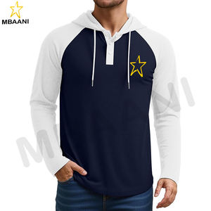 เสื้อฮู้ดผู้ชายแขนยาวลำลองสไตล์สปอร์ตแฟชั่นแบบสวม มีฮู้ด คอเสื้อตัดสี พร้อมเชือกผูก - Product Image 1