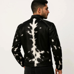 Veste en cuir de vachette véritable pour hommes de haute qualité hiver imperméable respirant col montant logo avant personnalisable sur mesure - Product Image 3