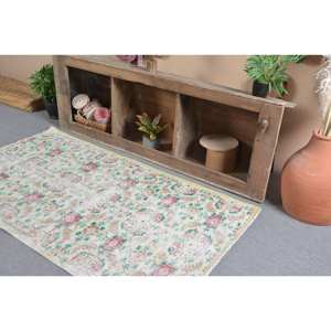 Alfombra turca clásica Beige verde Vintage 3,4X6,1 pies de látex de algas marinas de lana para el hogar, sala de estar, rectángulo de retazos para adolescentes - Product Image 4