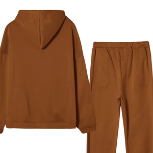 Conjunto Deportivo Unisex Marrón Liso, Sudadera con Capucha y Pantalones Jogger para Invierno, Ropa Deportiva Informal, Cómoda y Holgada, Venta al Por Mayor - Product Image 6