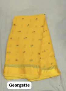 ผ้าจอร์เจียต์ปักลายเป็นมิตรกับสิ่งแวดล้อม ขอบผ้าซาติน ผ้าถักแบบวาร์ป ผสมขนสัตว์/วิสโคส กว้าง 43/44 นิ้ว - สำหรับชุดเดรส ผ้าทำความสะอาดบ้าน - Product Image 5