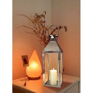 Linterna de vela de acero inoxidable con borde pulido para casas estéticas porches modernos o lugares para eventos - Product Image 1