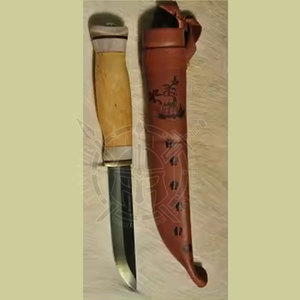 Latest Design High Carbon Steel Medieval Viking Knives Rose Wood Handle Leather Sheath Straight <b>Back</b> Flat Edge 3-Year OEM - Product Image 6