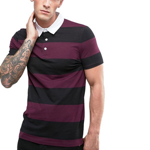 2025 moda hombres rayas diseño impreso Polo camiseta logotipo personalizado estampado en blanco botón abajo Polo Camisetas Hombre - Product Image 1