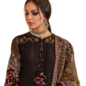 La mejor oferta de Diwali Hermoso vestido de fiesta de tres piezas para damas Georgette Salwar Kameez Vestido de novia disponible a precio mayorista - Product Image 1