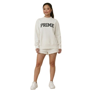 Ensemble 2 pièces short et pull oversize à col montant à manches longues pour femme, personnalisable, anti-plis, séchage rapide, respirant, écologique - Product Image 1
