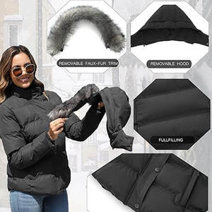 Abrigo de Invierno con Capucha para Mujer, Chaqueta Acolchada Gruesa con Capucha de Piel Sintética Extraíble, Ropa Exterior Cálida e Impermeable - Product Image 5