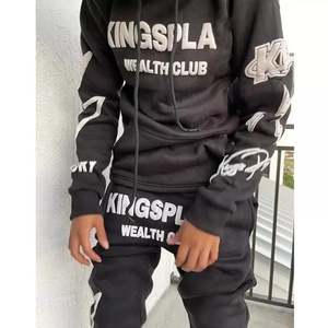 Ensemble de survêtement pour homme, survêtement deux pièces à imprimé bouffant 3D, logo personnalisé, polaire technique, 100% coton, surdimensionné - Product Image 1