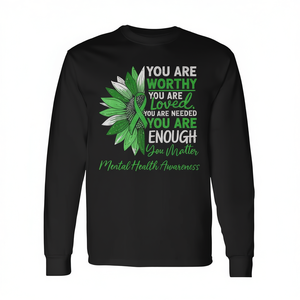 Camiseta de manga larga con lazo verde de Guerrero de Concienciación sobre la Salud Mental - Product Image 2