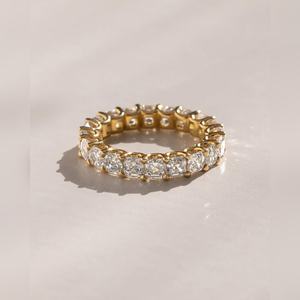 Bague d'éternité pleine taille Asscher en argent, or, platine, 10K, 14K, 18K, bague de promesse d'anniversaire, bijoux - Product Image 3