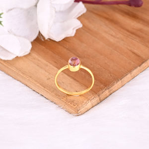 แหวนดีไซน์เนอร์เงินแท้ 925 ชุบทอง ประดับพลอยทัวร์มาลีนแท้ คุณภาพสูง ขายดี สำหรับผู้หญิง - Product Image 4