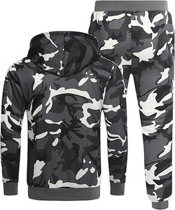 Unisex 2-Piece Hooded Streetwear Solid Tracksuits Winter Running Sport Suit Sets Cotton Custom Logo Drawstring - Product Image 3