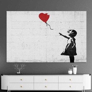 Obra de arte impresa en lienzo: Niña de Banksy con globo de corazón, LIENZO ENROLLADO - Product Image 1