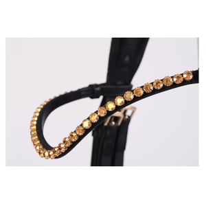 Luxury Indian Horse Equestrian Leather Bridle <b>Top</b> Supplier Customizable with Durable <b>Crystal</b> Brow Band Patent Noseband - Product Image 3