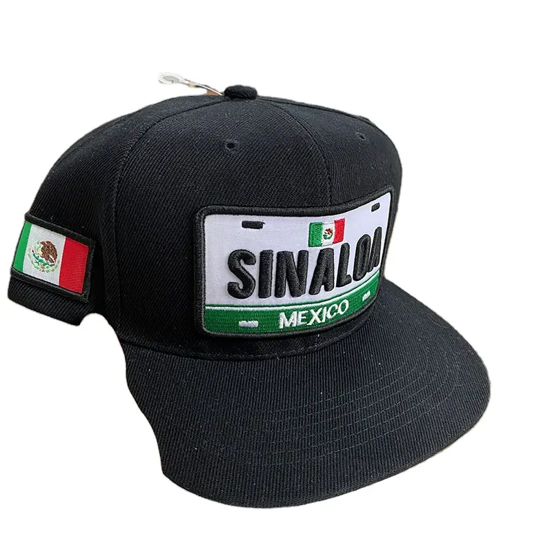2024 mới zjm thời trang 6 tấm gorras 3D thêu Mexico giấy phép tấm cờ phẳng mái hiên giấy phép tấm hat tùy chỉnh SNAPBACK HAT