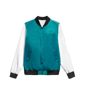 New Arrival Genuine <b>Fabric</b> Down Satin Varsity Jacket Custom Winter Warm Jacket Wholesale Plus Size Satin Men's Jackets - Product Image 1