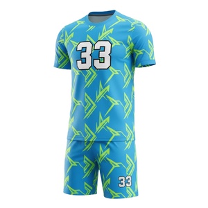 Ensemble de maillots de football personnalisés en sublimation, vert néon, motif géométrique, uniformes de football à séchage rapide, kit sportif respirant - Product Image 1
