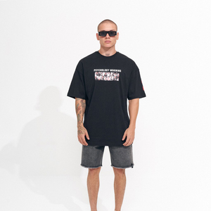 Directo de fábrica 100% Camiseta de algodón 260gsm Hombro caído Casual Manga corta O-cuello Diseño en blanco - Product Image 3