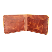 Dompet Lipat Pendek Kulit Sapi Asli Crazy Horse Desain Vintage Buatan Tangan Khusus Unisex dengan Penutup