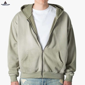 OEM Bán Buôn Người Đàn Ông Của Cổ Điển Axit Rửa Hoodies Biểu Tượng Tùy Chỉnh Chữ Phun In 100% Bông Heavyweight Zip up Hoodies Cho Nam Giới - Product Image 3
