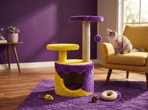 Amistar Azure Rainbow Classic Jute Cat Tree-Premium 3-<b>Level</b> Eco-Friendly Indoor Cat Scratcher Colorful Sisal Post Fun Carton - Product Image 4