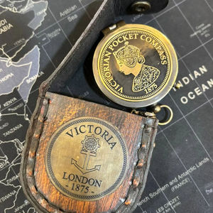 100 Year Calender <b>Dad</b> I Love You Quote Brass Premium Nautical Brass Compass With Leather <b>chain</b> in Handmade gift Antique - Product Image 1