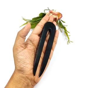 Épingles à cheveux en corne de buffle polie pour femmes, bâton de coiffure en corne de bœuf, accessoire naturel - Product Image 5