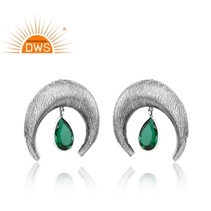 Best Selling Oxidized Sterling <b>Silver</b> Doublet Zambian Emerald Quartz Gemstone <b>Dangle</b> <b>Earring</b> Custom Jewelry Manufacturer - Product Image 2