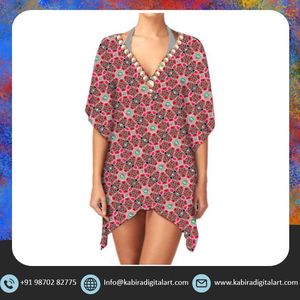 กิโมโนผ้าจอร์เจียเน็ตน้ำหนักเบาสำหรับผู้หญิงขายดีชุดกิโมโนคอวีพิมพ์ลายดิจิตอลชนเผ่าหรูหราเซ็กซี่ลำลอง1ชิ้น - Product Image 2