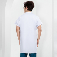 Blouse de médecin unisexe avec logo personnalisé, respirante et confortable, uniforme blanc, blouses de laboratoire longues en coton et polyester